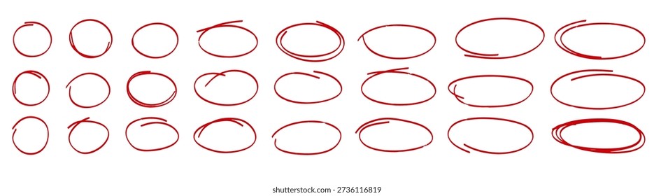 Hand drawn red oval shapes row pattern seamless vector illustration flat design scalable graphic art