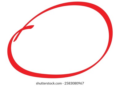 Hand drawn red ovals set. Ovals of different widths. Red circle pen draw highlighter mark. vector illustrator.