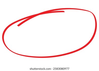 Hand drawn red ovals set. Ovals of different widths. Red circle pen draw highlighter mark. vector illustrator.