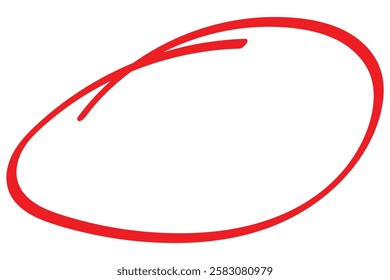 Hand drawn red ovals set. Ovals of different widths. Red circle pen draw highlighter mark. vector illustrator.