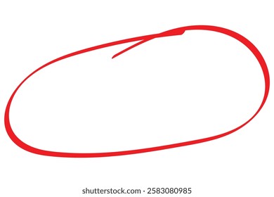 Hand drawn red ovals set. Ovals of different widths. Red circle pen draw highlighter mark. vector illustrator.