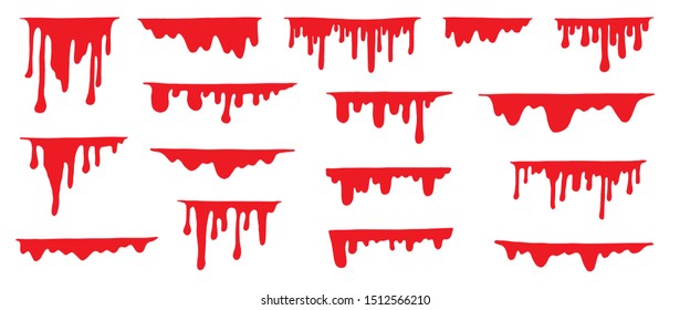 Placa de pintura roja dibujada a mano. Filtración de horror de perro. goteo de tinta y gotas de fusión de sangre.