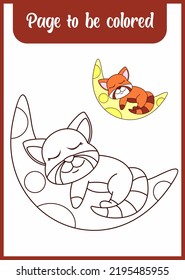 Hand drawn red panda for coloring, coloring page vector, blank printable design for children to fill in