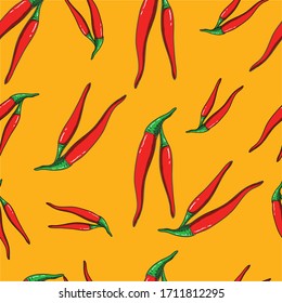 Hand drawn red pepper pattern