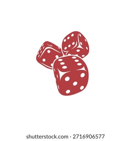 Dibujado a mano huesos de juego rojo sobre fondo blanco. Ilustración vectorial.
