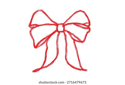 Boceto de arco de cinta roja dibujado a mano