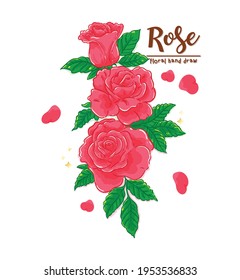 Dibujo manual de la colección de rosas rojas ilustración de arte