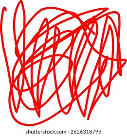 hand drawn red scribble line shape light vector. red scribble brush stroke. logo design element. chaos scribble pattern. red ink pen scribble