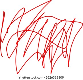 hand drawn red scribble line shape light vector. red scribble brush stroke. logo design element. chaos scribble pattern. red ink pen scribble