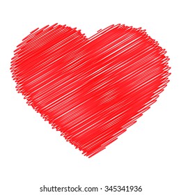 Hand Drawn Red Scribbled Heart On Stock Vector (Royalty Free) 345341936 ...