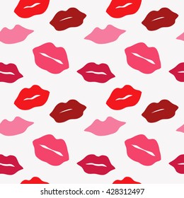 Hand drawn red sexy lips pattern seamless