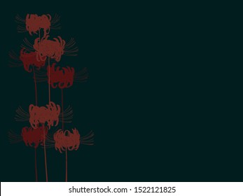 Hand drawn red spider lily silhouettes isolate don dark background svg