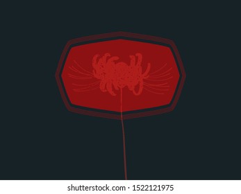 Hand drawn red spider lily silhouette isolate don dark background