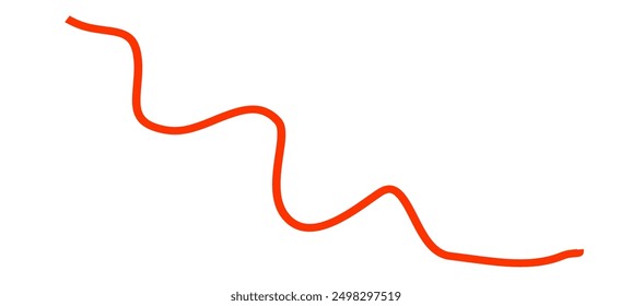 Hand drawn red swirl swoosh underline calligraphic element. Vector illustration