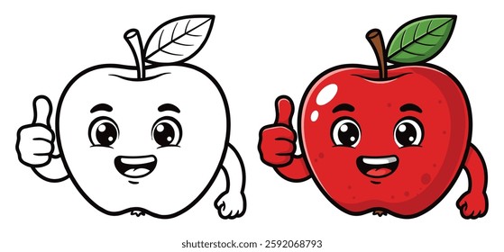  Hand drawn red Thumbs up Apple vector Clipart Illustration with a white background 
