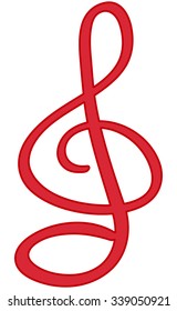 hand drawn red treble clef isolated vector