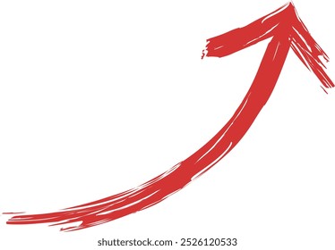 Flecha roja dibujada a mano que se inclina hacia arriba