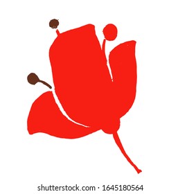Mohn mit handgezeichnet roter Vektorillustration