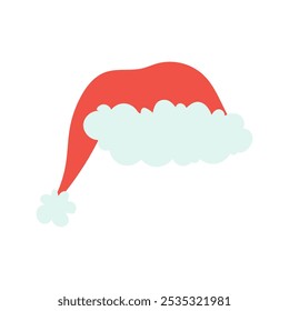 Chapéu Santa vermelho e branco desenhado à mão. Chapéu Santa Vetor em estilo simples plano, isolado no fundo branco