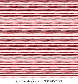 Hand drawn Red White Watercolor Stripes Seamless Pattern. Painted Lines of various width. Abstract Striped vector background, grunge texture for fashion retro print, fabric, textile, wrapping paper