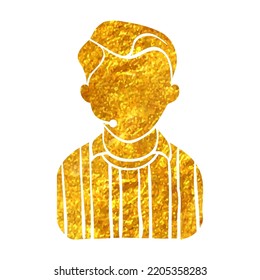 Handgezeichnetes Avatar-Symbol auf goldener Folienstruktur, Vektorgrafik