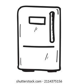 Icono del refrigerador dibujado a mano en forma de doodle aislado.