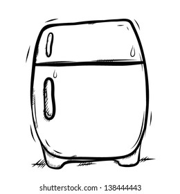 hand drawn refrigerator / vector cartoon, illustration isolated on white background. hand drawn, skecth style.
