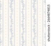 Hand drawn regency striped seamless pattern with a charming whimsical cottage core design. Soft blue, pastel, and nostalgic wallpaper print. Perfect for textiles and romantic vintage-inspired decor.