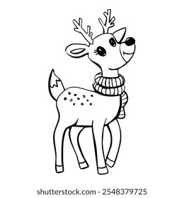 Hand drawn reindeer in doodle style