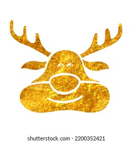 Hand drawn Reindeer the moose icon in gold foil texture vector illustration