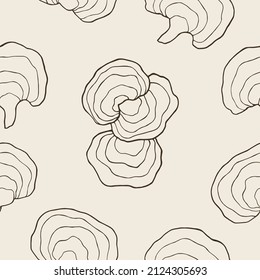 Hand drawn reishi seamless pattern