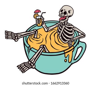Hand drawn relaxing skull illustration