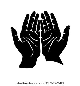  Hand drawn of religious faithful person praying to God, hands prayer, Prayer Dua, praying hands, Islam symbols, Muslim praying, Hand giving a symbol of  receiving