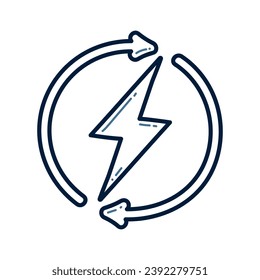 Hand drawn renewable energy doodle illustration vector. Eco energy icon.