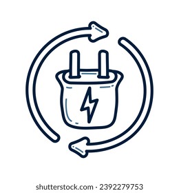 Hand drawn renewable energy doodle illustration vector. Eco energy icon.