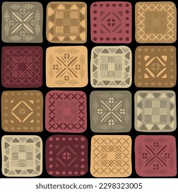 fondo repetitivo dibujado a mano. arte tribal decorativo. patrón sin costuras vectorial. muestra geométrica de tela. papel envolvente. plantilla de diseño continuo para textil, lino, decoración doméstica
