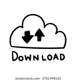 Desenhado à mão representando o projeto do ícone do vetor do elemento da estrutura de tópicos de download do upload.