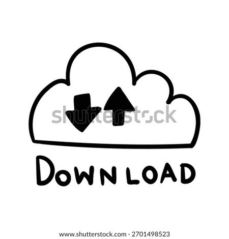 Hand drawn representing upload download outline element vector icon design.