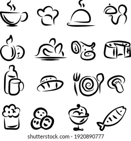 Hand drawn Restaurant icon set stock illustration