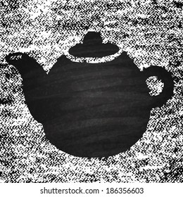 Hand drawn restaurant menu elements. Chalk on board. Teapot. Frame for recipe. Vector illustration.