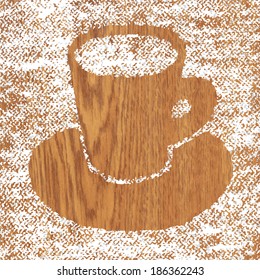 Hand drawn restaurant menu elements. Chalk on texture. Cup of coffee. Frame for recipe. Vector illustration.