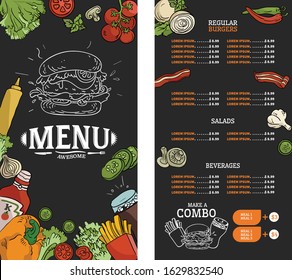 Hand drawn restaurant menu template