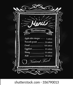 Hand drawn restaurant menu vintage blackboard frame label vector
