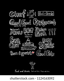 Hand drawn restaurant poster  / food menu illustrations - vector