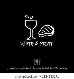 Hand drawn restaurant poster  / food menu illustrations - vector
