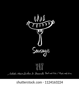 Hand drawn restaurant poster  / food menu illustrations - vector