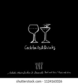 Hand drawn restaurant poster  / food menu illustrations - vector
