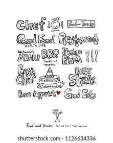 Hand drawn restaurant poster  / food menu illustrations - vector