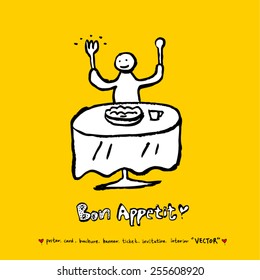Hand drawn restaurant poster  / food menu illustrations - vector 