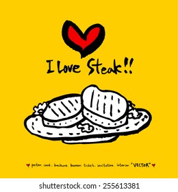 Hand drawn restaurant poster  / food menu illustrations - vector